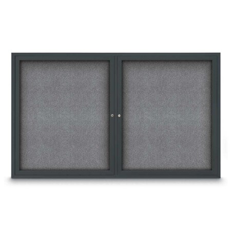 United Visual Products Sliding Door Indoor Enclosed Corkboard, 9 UV9029ACS-BRONZE-BUFF
